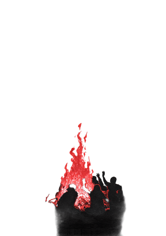 Bonfire Celebration Silhouette Vinyl Car Decal Sticker – Waterproof & UV-Resistant 4.32"