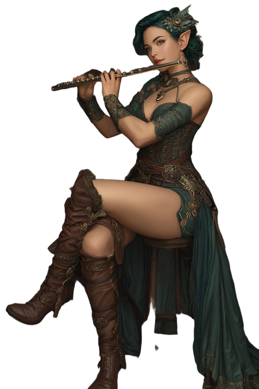 Elf Bard Playing Flute V2 Vinyl Car Decal Sticker – Waterproof & UV-Resistant 4.4