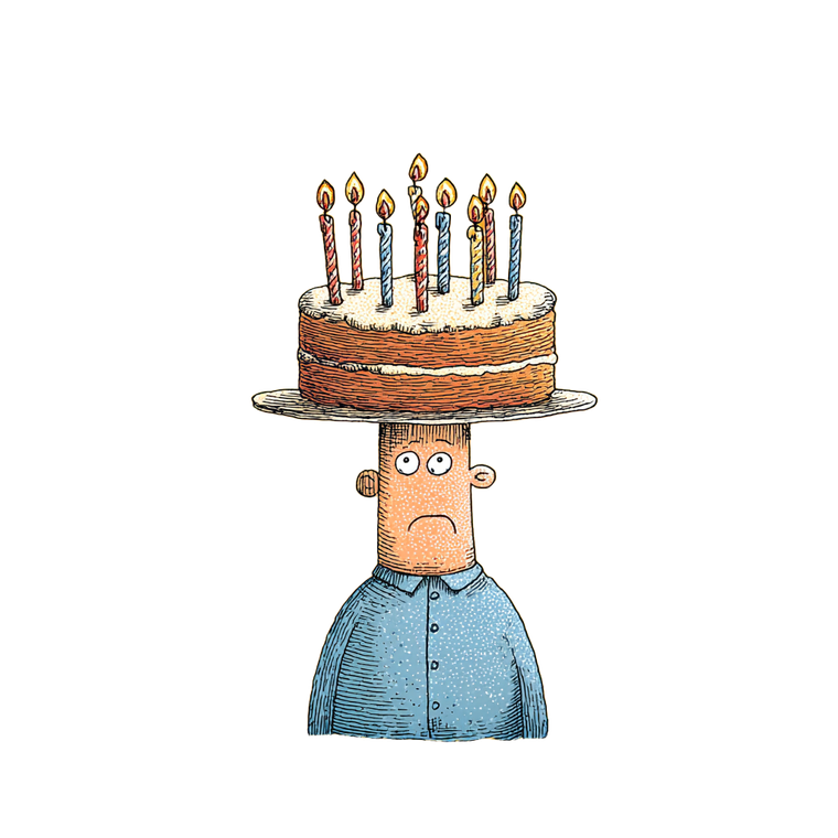 Candle-Armed Cake Head Vinyl Car Decal Sticker – Waterproof & UV-Resistant 3.4133333333333336"