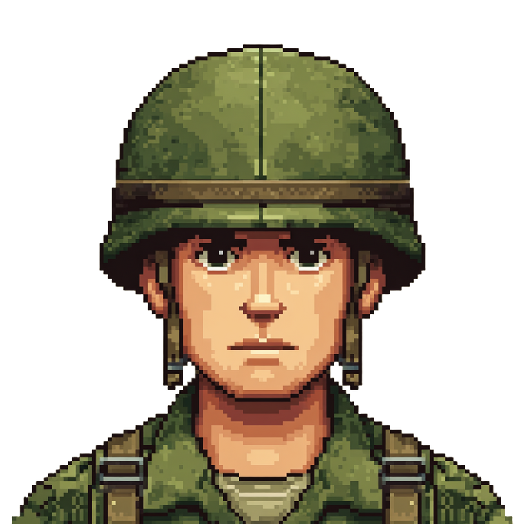 Pixel Soldier Portrait Vinyl Car Decal Sticker – Waterproof & UV-Resistant 3.4133333333333336"
