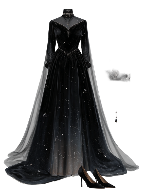 Fantasy Gown Ensemble Vinyl Car Decal Sticker – Waterproof & UV-Resistant 4.1066666666666665"