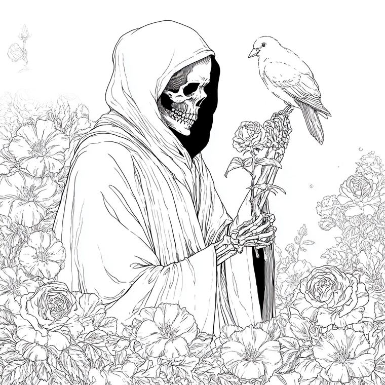 Death Holding Bird Vinyl Car Decal Sticker – Waterproof & UV-Resistant 6.826666666666667"