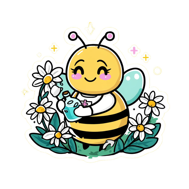 Nurse Bee Mascot Vinyl Car Decal Sticker – Waterproof & UV-Resistant 3.4133333333333336"
