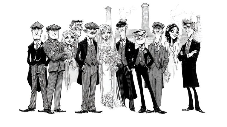 Cartoonish Wedding Gangsters Vinyl Car Decal Sticker – Waterproof & UV-Resistant 5.4