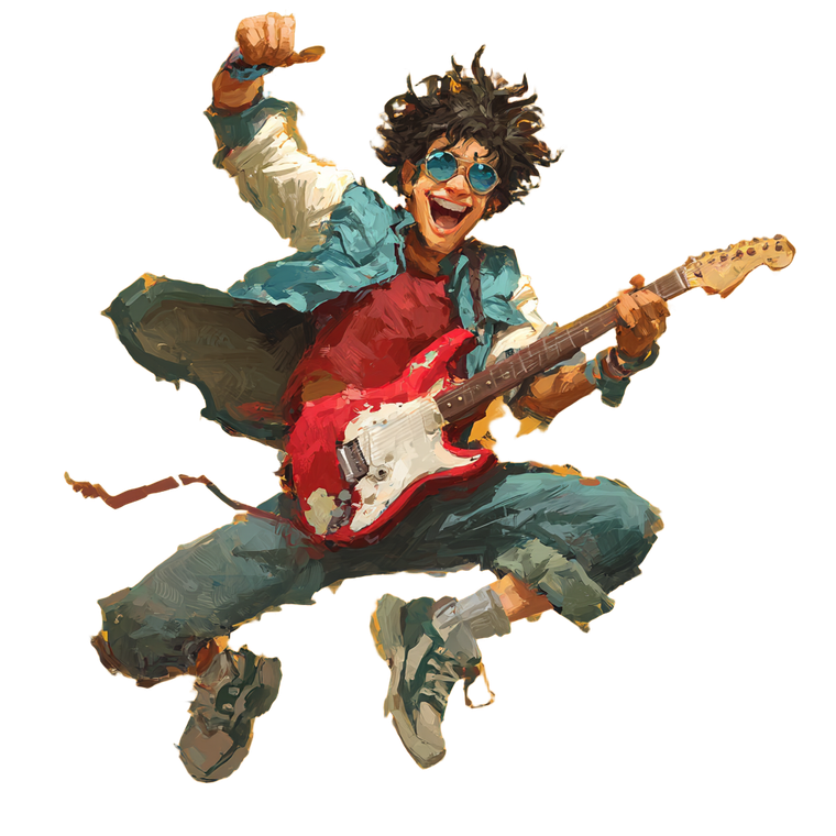 Leaping Guitar Player Vinyl Car Decal Sticker – Waterproof & UV-Resistant 3.4133333333333336"
