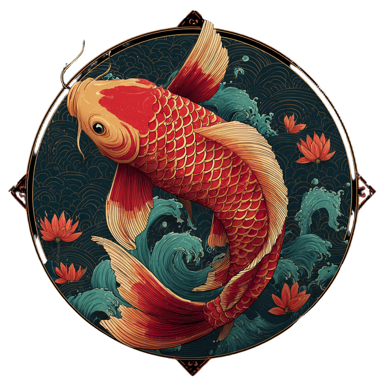 Ancient Chinese Koi Vinyl Car Decal Sticker – Waterproof & UV-Resistant 6.826666666666667"