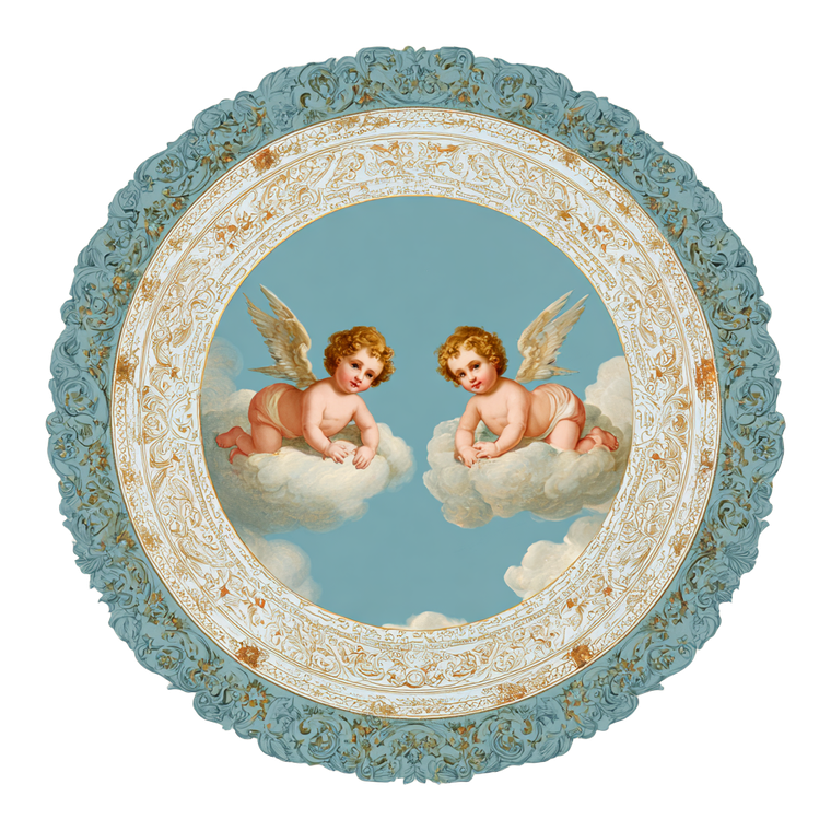 Rococo Baby Angels Vinyl Car Decal Sticker – Waterproof & UV-Resistant 6.826666666666667"