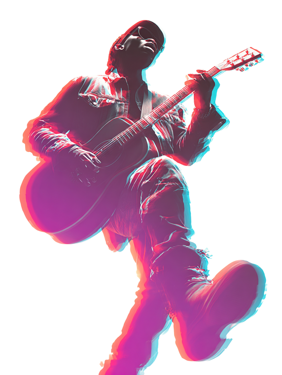 Guitarist In Purple Vinyl Car Decal Sticker – Waterproof & UV-Resistant 4.1066666666666665"