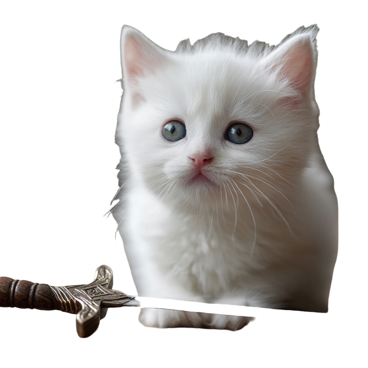 Kitten With Sword Vinyl Car Decal Sticker – Waterproof & UV-Resistant 6.826666666666667"