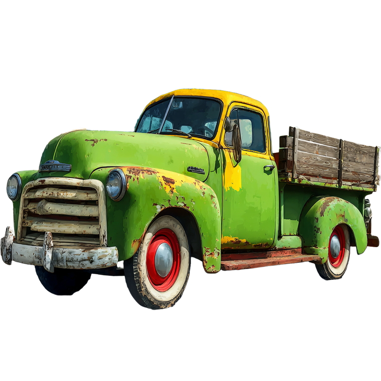 Vintage Green Truck Vinyl Car Decal Sticker – Waterproof & UV-Resistant 3.4133333333333336"