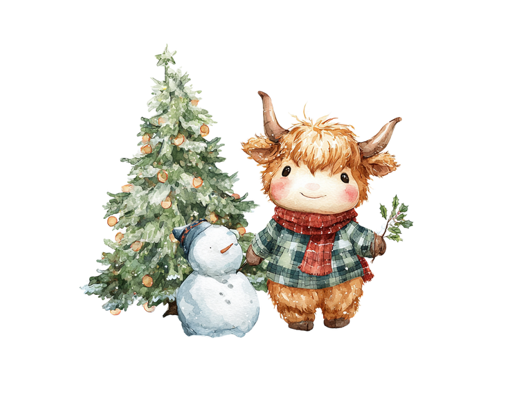 Kawaii Highland Cow V8 Vinyl Car Decal Sticker – Waterproof & UV-Resistant 3.2"