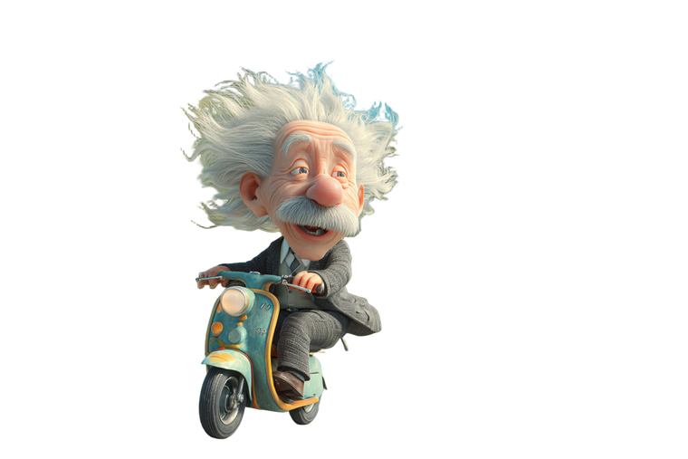 Einstein On Moped Vinyl Car Decal Sticker – Waterproof & UV-Resistant 2.986666666666667"