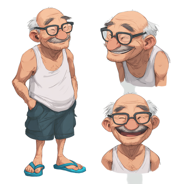 Stylized Old Man Vinyl Car Decal Sticker – Waterproof & UV-Resistant 6.826666666666667"