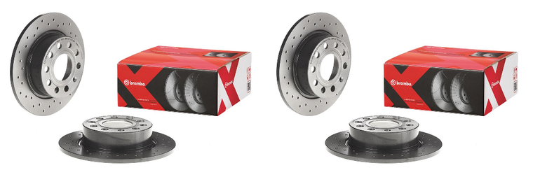 2x Upgrade Your Audi + VW Braking | Brembo Xtra Solid Cross Drilled Brake Rotor | 2010-2019 Fitment