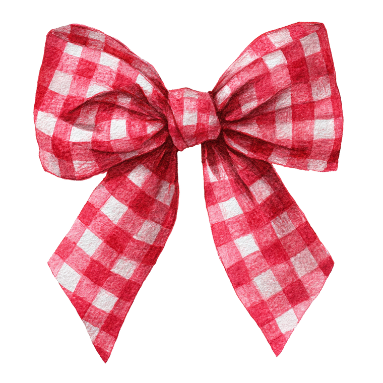 Gingham Pattern Bow Vinyl Car Decal Sticker – Waterproof & UV-Resistant 3.4133333333333336"
