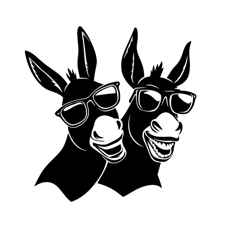 Happy Donkey Pair Vinyl Car Decal Sticker – Waterproof & UV-Resistant 6.826666666666667"