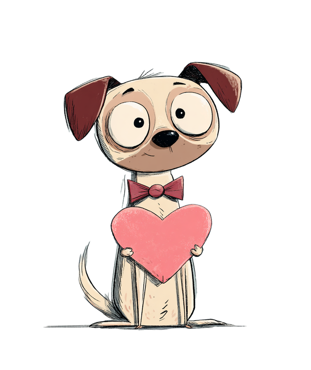 Cartoon Dog Valentine Vinyl Car Decal Sticker – Waterproof & UV-Resistant 4.0"