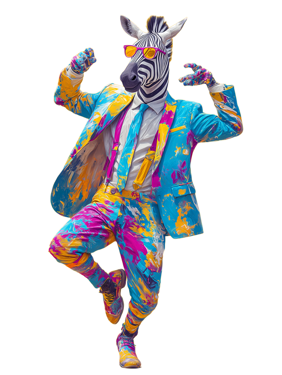 Dancing Zebra Suit Vinyl Car Decal Sticker – Waterproof & UV-Resistant 4.1066666666666665"