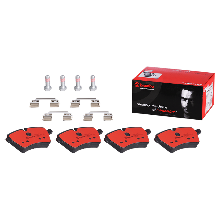 Brembo Ceramic Brake Pads | Set Of 4 | 2002-2016 Mini Cooper | Premium Stainless-Steel Hardware | Low Dust Formula | OE Equivalent Pad