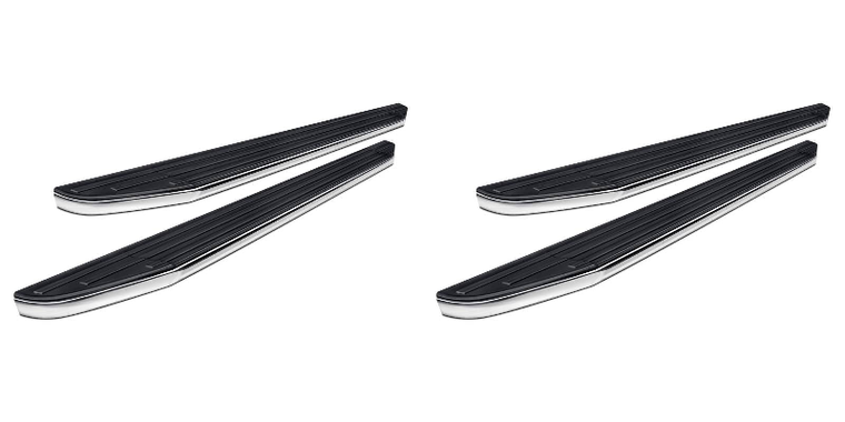 2x Perfect Fit | Premier Black Aluminum/Chrome Running Board | Easy Installation