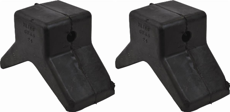 2x Attwood Marine Trailer Boat Bow Stop | 3x3 Inch, Black Molded Rubber | Non-Marring, Pre-Drilled Hole