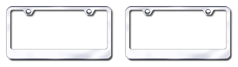 2x Automotive Gold License Plate Frame LF.462.C License Frame; Wide Bottom; Polished; Chrome; Stainless Steel; With Model Specific Hardware And Theft Deterrent Caps