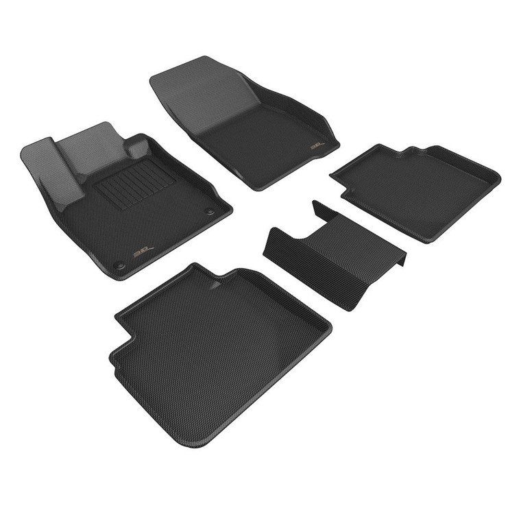 3D Mats MAXpider Custom Fit Floor Liners | Raised Edge Black Mats | Eco-Friendly Rubber with Carbon Fiber Texture | 5 Piece Set
