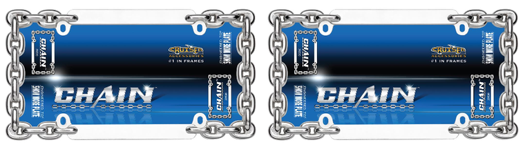 2x Show Chrome Chain Link License Plate Frame | Zinc Die Cast | Fits All 6x12 Plates
