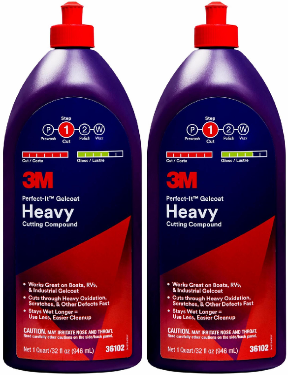 2x 3M Perfect-It Rubbing Compound | Fastest-Cutting Formula | Removes Swirl Marks, Scratches & Oxidation | Wet Look Finish | Marine, RV & Industrial | 1 Quart Bottle, Case Of 6