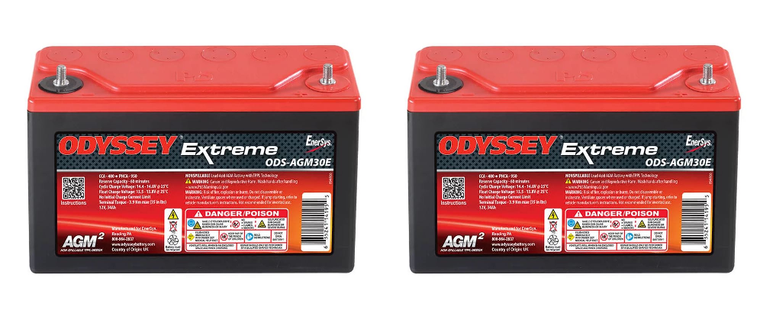 2x Dominate Any Adventure with Odyssey Extreme Series AGM TPPL Battery | 400 CCA | Top Terminal