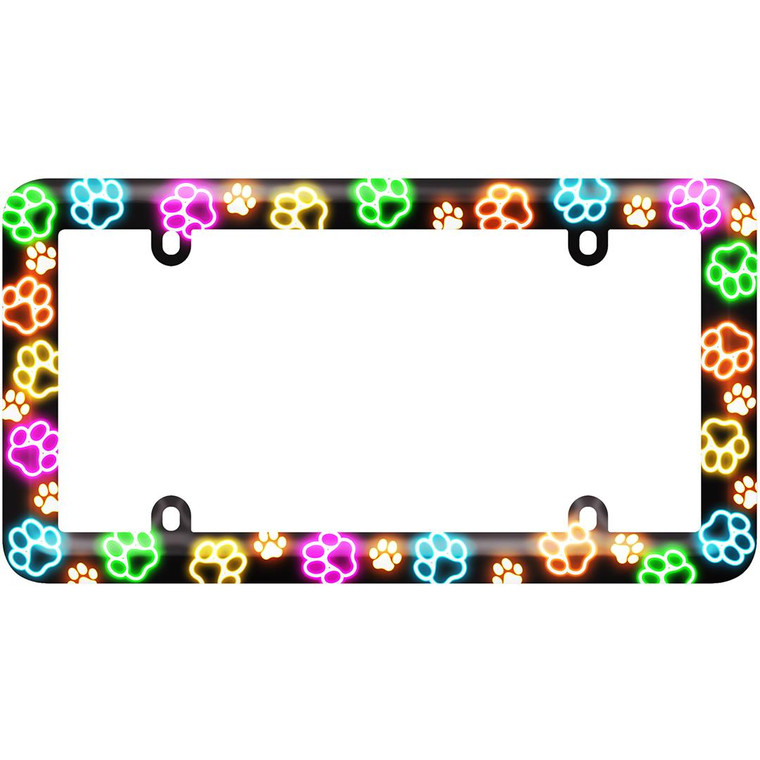 Bold Paw Prints License Plate Frame | UV Protected, Anti-Rust, Anti-Bend