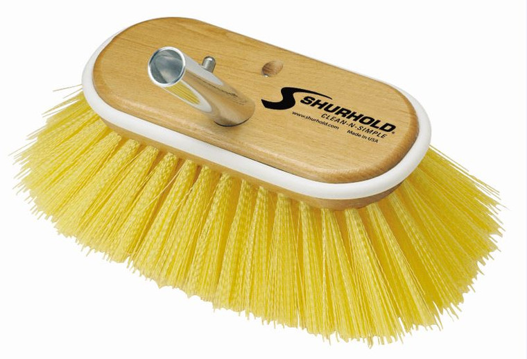 Shurhold 6 Inch Medium Deck Brush | Yellow Polystyrene Bristle | Ideal for Textured Surfaces