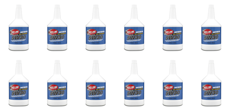 12x Red Line Oil SAE 5W-30 Synthetic Motor Oil | Quart Bottle | High Performance & Wear Protection