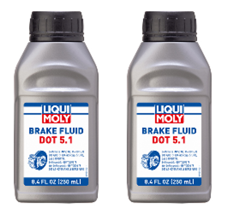 2x Liqui Moly Brake Fluid 20158 Single; 250 Milliliter Bottle; DOT 5.1