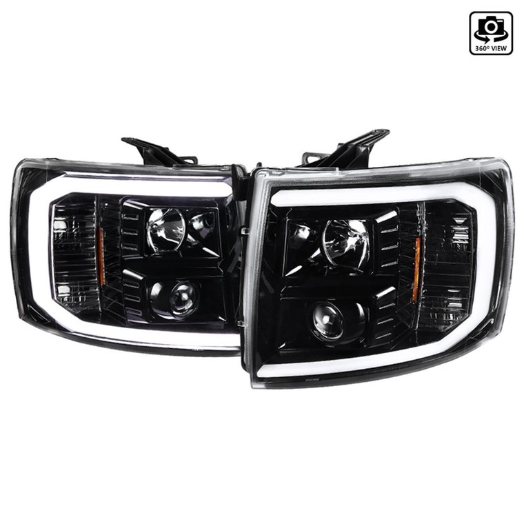 Redefine Your Chevy's Look | Halogen Projector Headlights, LED C-Bar, Clear Lens, Set of 2