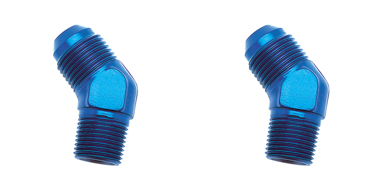 2x USA-Made SpeedFX 45 Degree Blue Anodized -8AN x 3/8 NPTF Adapter Fitting