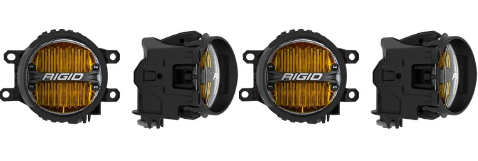 2x Rigid Lighting Driving/Fog Light 37117 Driving/Fog Light; 360 Series; LED Bulb; Yellow Bulbs; 4 Inch Round; 30 Watt Bulbs Amp Draw 2.14 AMP; Fog Beam; 3100 Lumens; Clear Lens; Black Housing; OE Mount; Set Of 2