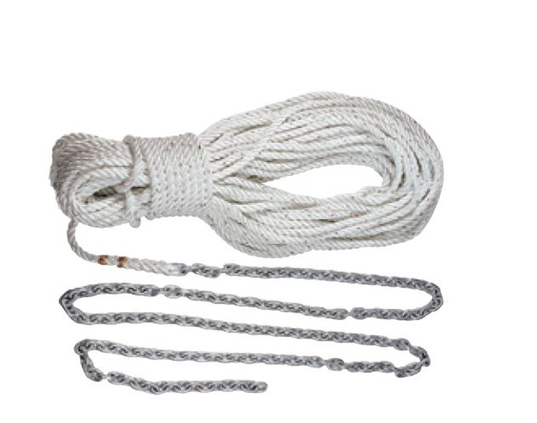 Lewmar Boat Anchor Rode | 1/2 Inch, 200ft Nylon Rope | 1/4 Inch x 15ft Chain | Hot Dip Galvanized | Smooth Transition