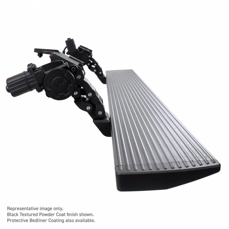 Go Rhino Running Board 20443273T E-Board E1; Protective Bedliner Coating; Black; Aluminum; Lighted; Rocker Panel Mount