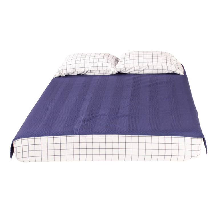 Thomas Payne Easy Zzzs Narrow King Bed Sheet | Navy Checkered | Quilted On one Side | Includes Fitted Sheet, Flat Sheet, Quilt, and 2 Pillow Cases | Hypoallergenic, Stain-Resistant, Machine Washable