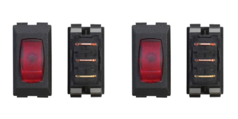 2x Valterra Interior Light Switch | Diamond Group | 110V 6A | Rocker | Illuminated Red | Reliable & Durable | Ideal for Appliances