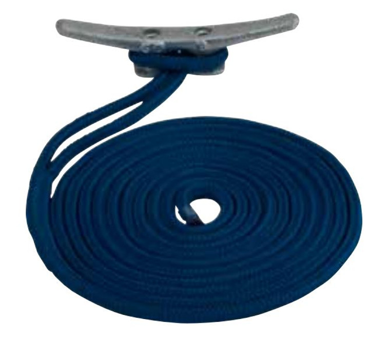 Sea Dog Double Braided Boat Dock Line | 825lbs Capacity, 3/8x15ft Navy Nylon | Soft Eye End, Clamshell Package