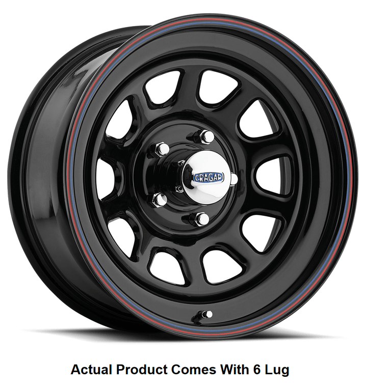 Cragar Black D Window 342 Wheel | 15x8, -13 Offset, Gloss Black Paint, 1500lb Load