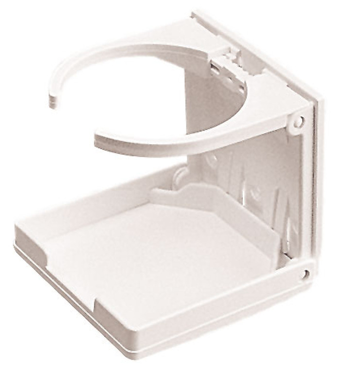 USA-Made Impact Resistant Folding Cup Holder | Fits Large Containers | Adjustable White Nylon