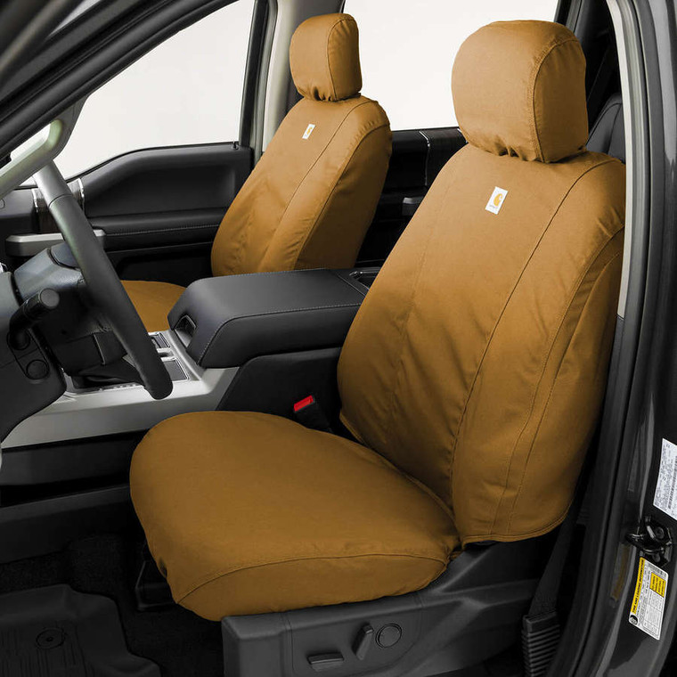 Ultimate Carhartt SeatSaver Seat Cover | Iconic Duck Weave, Brown, Single | Custom Fit, Easy Installation