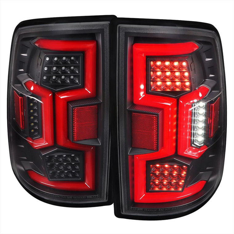 Dynamic Red LED Tail Lights | Clear Lens, Black Housing | Set of 2
