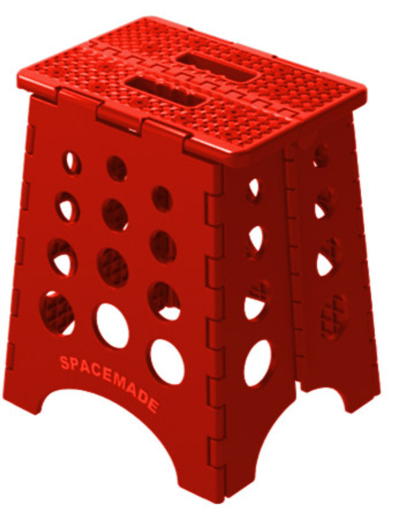 Red Folding Step Stool | 385lb Capacity | Non-Slip Base | Easy Carry Handle