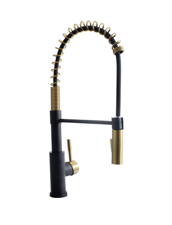 Elevate Your RV Kitchen with Streamline Coil Spring Pull-Down Faucet | Matte Black/ Rose Gold | Quick Install | Dura Faucet Quality