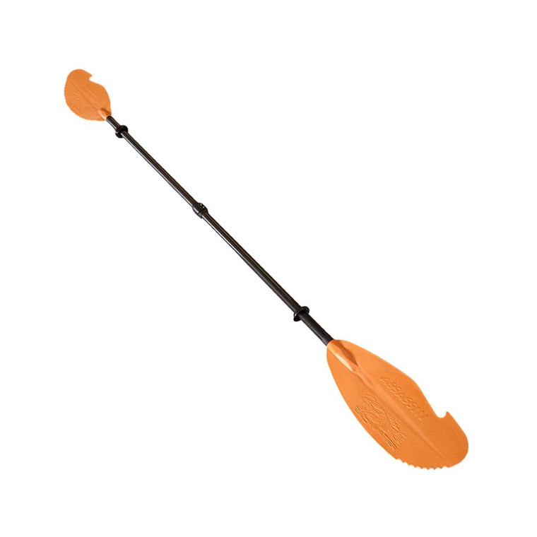 Upgrade Your Kayak Paddle Game with Backwater Assassin Marine Paddle | Adjustable Length, Hi-Viz Orange, Hook and Teeth Blade Design