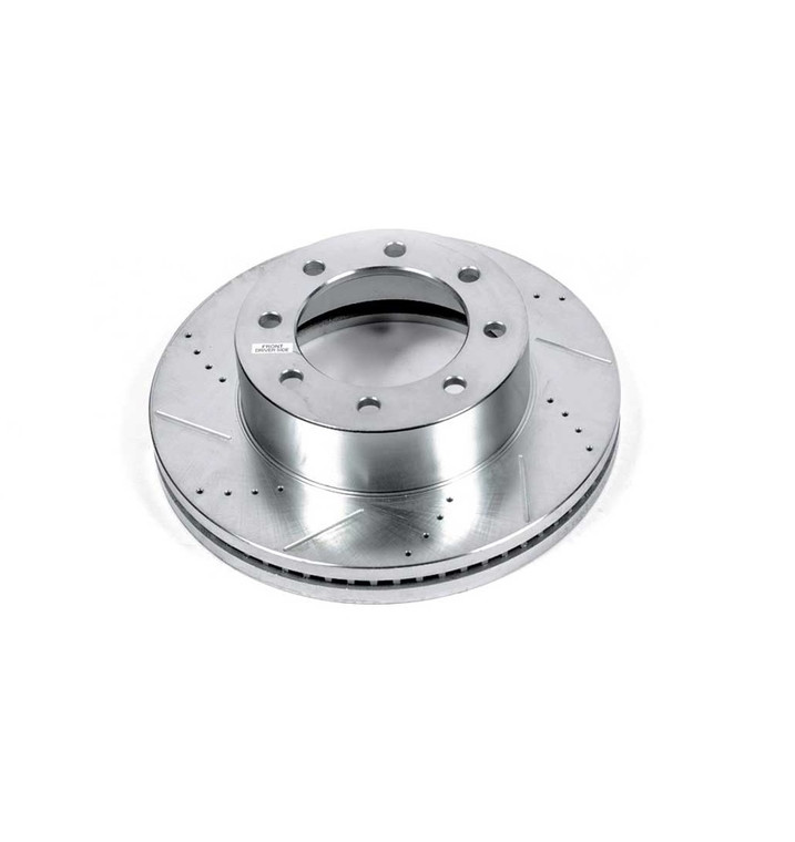 Upgrade Your Braking Power with Power Stop Evolution Series | Drilled And Slotted Design | Front Brake Rotor | Silver Zinc Plated Cast Iron